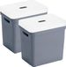 Sunware Sigma Home Opbergboxen met Deksel - 2x - Kunststof - 25 Liter - Donkerblauw - 35 x 25 x 36 cm