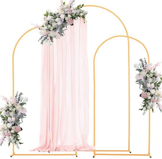 VEVOR Trouwboog, Set van 3, 2,2/2/1,8 m, Achtergrondstandaard, Goudkleurige metalen boog