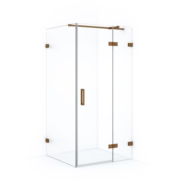 Maxaro Douchecabine Diamond 100x100cm 8mm Helder Veiligheidsglas Koper met Draaideur