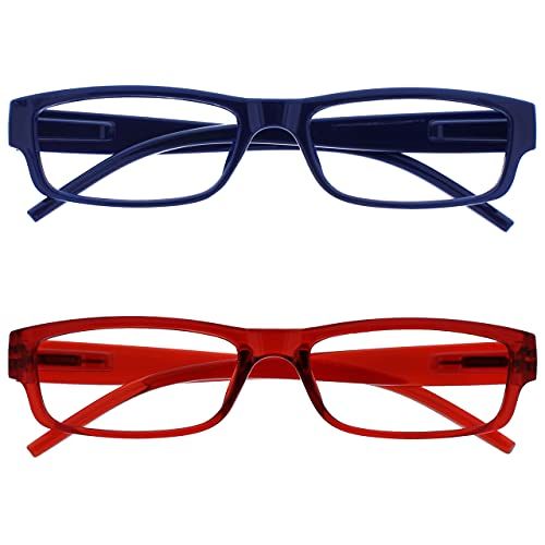 OPULIZE Leesbril Donkerblauw Rood Lichtgewicht Lezers Waarde 2 Stuks Mannen Vrouwen RR32-3Z +2,50
