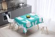 Bonamaison Tafelkleed, Anti-Mold, Sneldrogend, Waterdicht, 100% Polyester Tafellaken, Turkoois, wit, 140 x 140 Cm