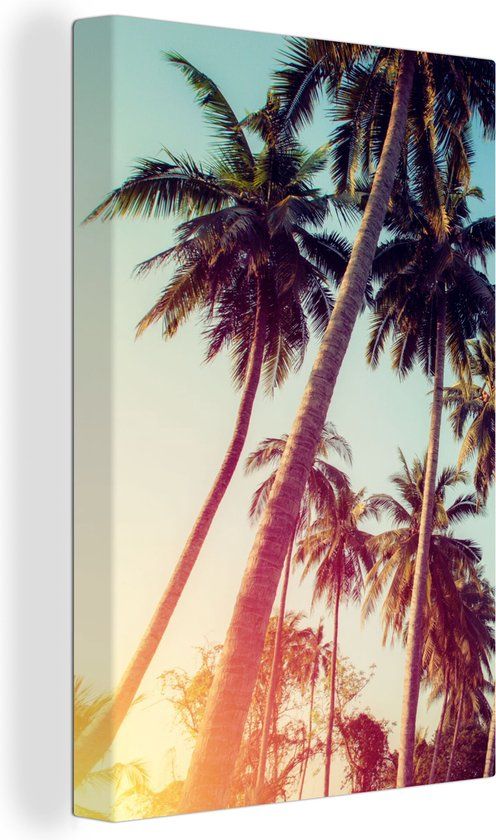 OneMillionCanvasses Canvas schilderij 120x180 cm Palmboom - Zomer - Retro - Multicolor