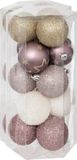 Atmosphera Kerstballen Champagne en Roze - 30 stuks - 5 cm - Kunststof