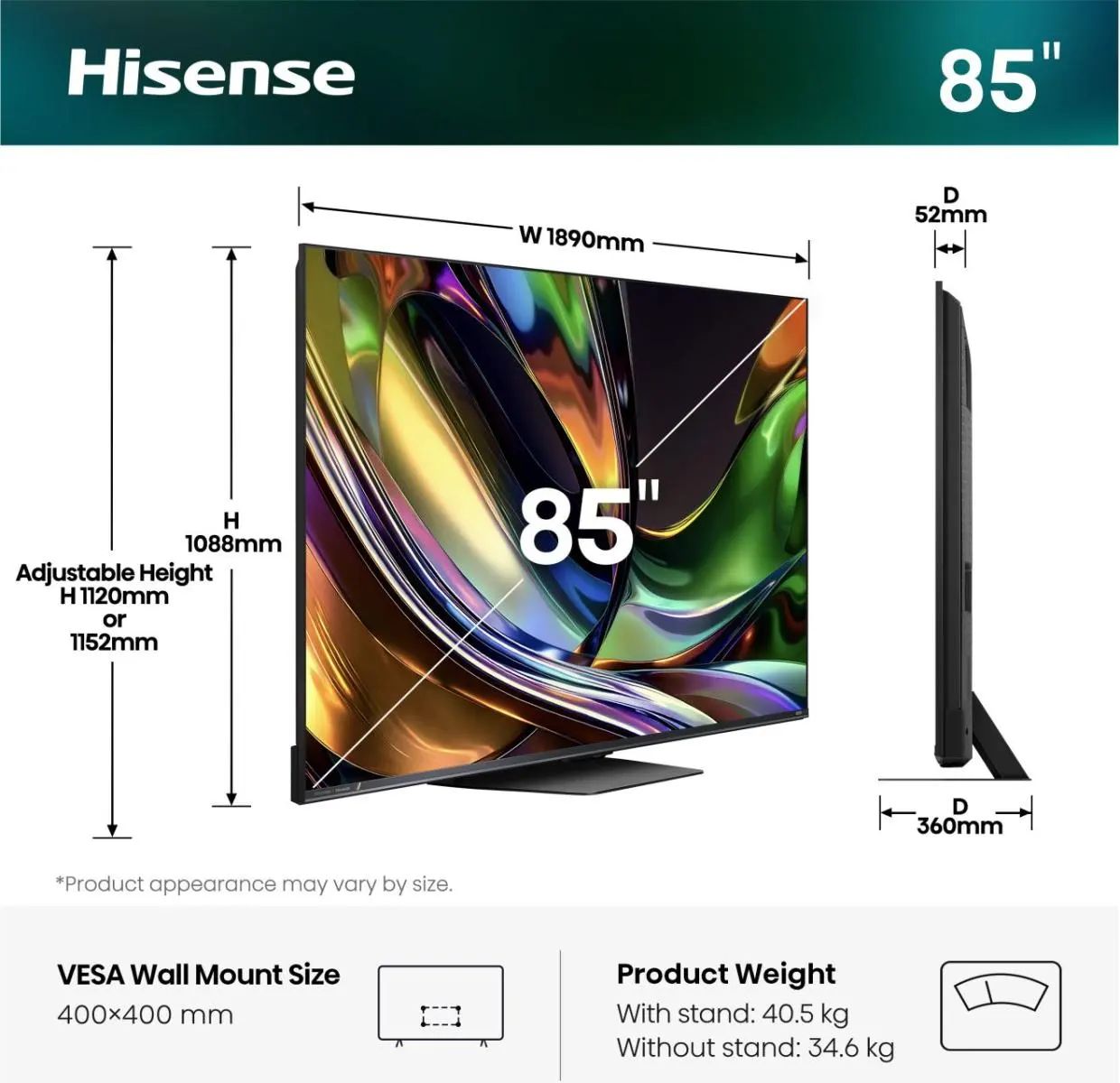 Hisense 85UR8S / RGB Mini-LED / 85 inch / 2026