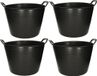 PLASTICFORTE Forte Plastics 4x Flexibele Kuip Emmers/Wasmanden Rond Zwart 40 Liter - Opbergmanden