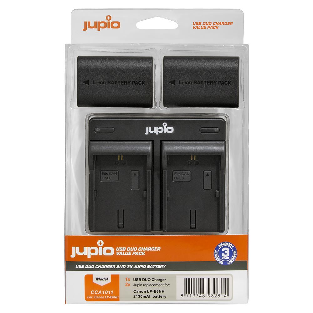Jupio Value Pack: 2x LP-E6NH 2130mAh Battery + USB Dual Charger
