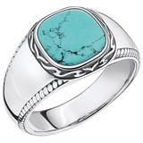 Thomas Sabo Unisex Ring Zilver Turkoois Vierkant TR2388-878-17-66