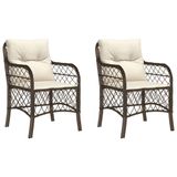 VidaXL Tuinstoel Terras Gecapitonneerde zitting Polyrattan, Staal Crème, Wit