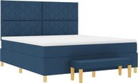 vidaXL Boxspring bed met hoofdeinde Blauw 200 x 180 cm Stof