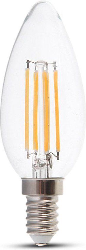 V-TAC VT-1986-N LED Lamp - Kaars - Transparant - E14 - 4W - 400lm - 3000K