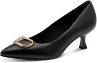 Tamaris Dames Pumps 1-22400-46 Zwart Leer Kittenhak Puntige Neus Maat 40 EU