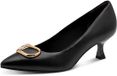 Tamaris Dames Pumps 1-22400-46 Zwart Leer Kittenhak Puntige Neus Maat 40 EU