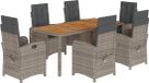 vidaXL 7-delige tuinset met kussens, polyrotan, grijs