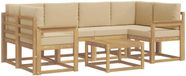vidaXL - Ensemble de canapé d'extérieur - 7 pièces - Blanc et Beige