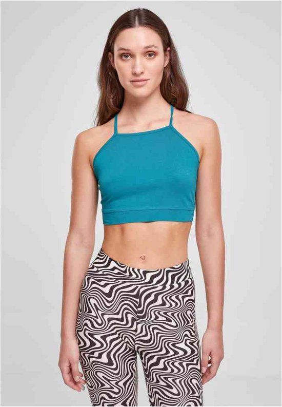 Urban Classics Ladies Triangle Crop Top - Blue - XL
