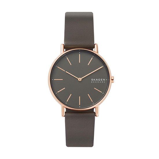 Skagen Signatur SKW2794 Dameshorloge 38 mm - Rosé/Grijs - Leer