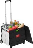 Relaxdays Opvouwbare boodschappentrolley met deksel, wit