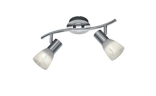 TRIO LEUCHTEN LED Plafondlamp "Levisto" - Mat Nikkel - Glas Albastkleurig Wit