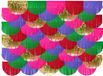 Folat Kleurrijke Franje Achtergrond Muurdecoratie - Goud, Groen, Paars, Rood, Roze - Papier - 200 x 30 x 200 cm