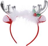 Home & Styling Kerst diadeem/haarband - rendier gewei met oren - zilver - polyester