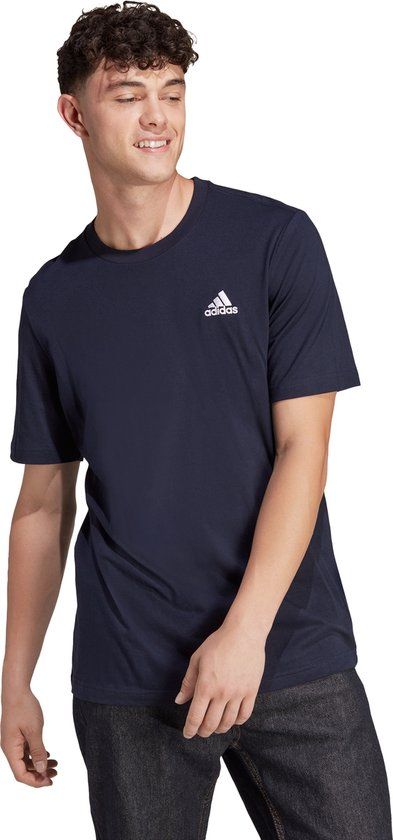 adidas Sportswear Essentials Single Jersey Geborduurd Small Logo T-shirt Heren Blauw L