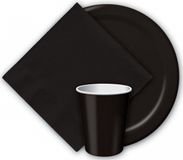 Haza Feestbordjes van karton - zwart - 40x stuks - Dia 23 cm - Wegwerpborden - Halloween/Verjaardag feestartikelen