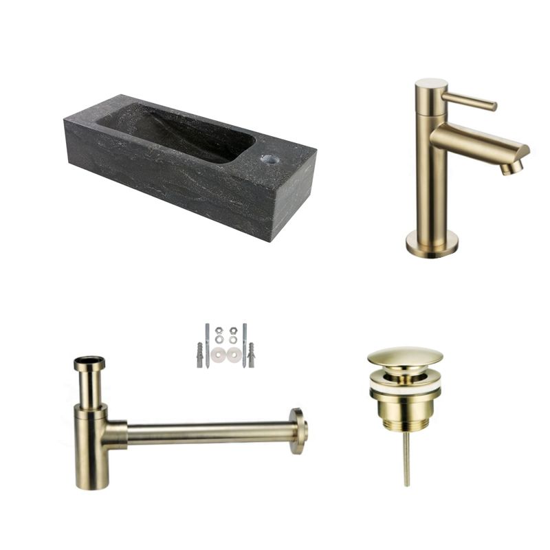 Badkamerplanet Fonteinset Hardstenen Slim Goud 17x45x10 cm - Kraangat Links