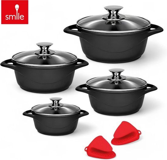 Smile Pannenset Inductie 10-delig - Zwart - Gietaluminium - Alle Warmtebronnen