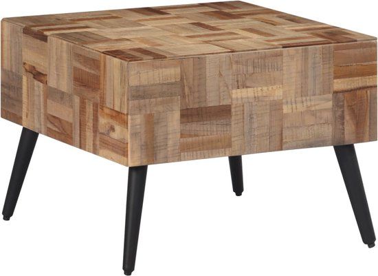 vidaXL Salontafel - 55x55x40 cm - Massief Gerecycled Teakhout - Grijs