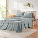 Hearth & Harbor 4-delige Queensize Lakenset - 40% Rayon Afgeleid van Bamboe - Ademende Queensize Lakens voor Maximaal 40 cm Diepe Zak - Zilver