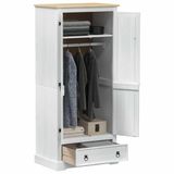 vidaXL Kledingkast met lade Wit 76 x 50 x 170 cm Massief grenenhout