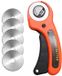 Cutter rotatif - Ciseaux en tissu - Lame circulaire - 5x lame circulaire - Coupe-tissu - Design ergonomique - Rouge