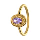 Lucardi Dames Stalen goldplated vintage ring bewerkt met paars zirkonia