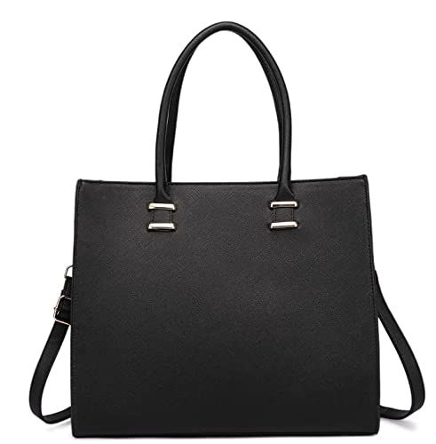 Miss Lulu Vrouwen Tote Tassen Handtassen Schoudertassen PU Leer Grote Capaciteit, Lt6628 Bk, M, Bakken