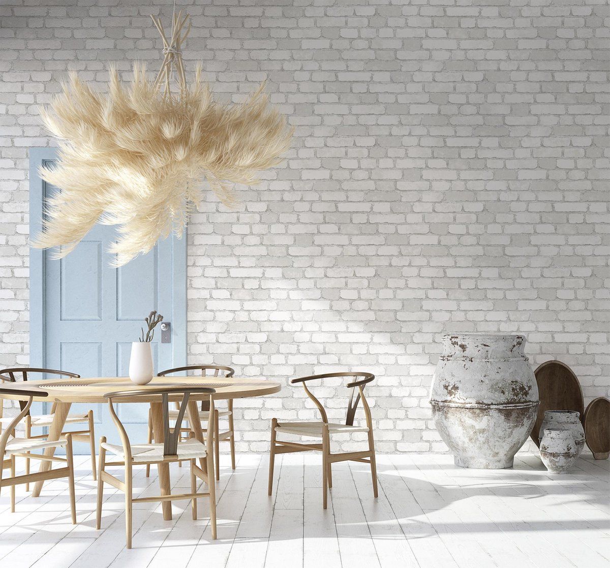 MT 58412 vliesbehang - Stenen Muur - 3D effect - Wit/Grijs - 0,53 x 10,05 m