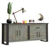 Ameubelment Baxter Dressoir Baxter 224 cm breed grijs eiken met antraciet