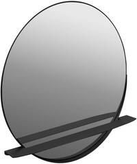 Gorillz alien 80 - ronde hang spiegel - wandspiegel met plank - 80 cm - staal zwart
