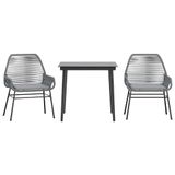 vidaXL 3-delige tuinset met kussens, grijs, polyrotan, glas