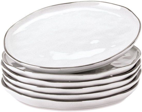 LOBERON Bord set van 6 Biarré wit