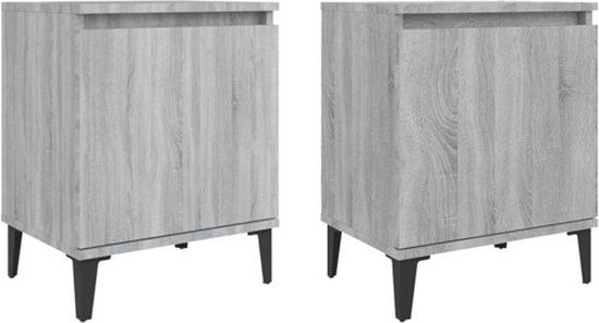 vidaXL Nachtkastjes met metalen poten 40x30x50 cm grijs sonoma eiken