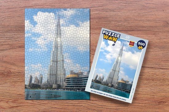 MuchoWow Puzzel De zon schijnt op de Burj Khalifa in Dubai - Legpuzzel - Puzzel 500 stukjes