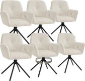 Tectake Draaifauteuil Lenia - Set van 6 - Crème/Zwart