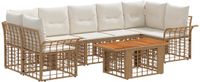 vidaXL Tuinbank Set 8-st Natuurlijk en Crème Wit Polyrattan