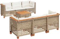 vidaXL 7-delige Loungeset met kussens, polyrattan, beige