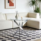 MODFU Eettafel - Rond - Glas en Metaal - Zilver