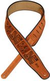 Levy's Leren 2.5" Suede gitaar band met Haida Totem Pole Print; Honing (MSS3PHG-HNY)