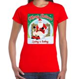 Bellatio Decorations Fout Kerstshirt / t-shirt - Merry shitmas losing a turkey - rood voor dames - kerstkleding / kerst outfit S