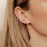 Hey Happiness Bloem Oorknoppen Dames - 925 Sterling Zilver 18K Roségoud Verguld - Zirkonia - Ketting Oorbellen - Hypoallergeen - Roségoud