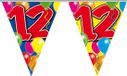 Folat Verjaardagsfeest vlaggen - 2x - 12 jaar - Leeftijd vlaggenlijn - kunststof - 10 meter - feestversiering