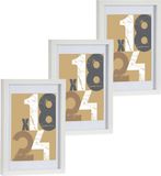 Cadre photo en bois - blanc - 21 x 30 cm - avec passe-partout